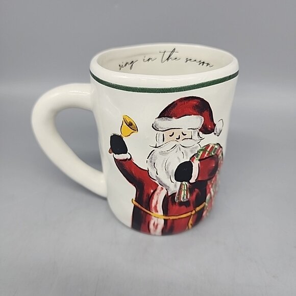 Mud Pie Santa Mug Ring in the Season Bell Tartan Christmas 16OZ Coco Tea Coffee - Picture 1 of 7